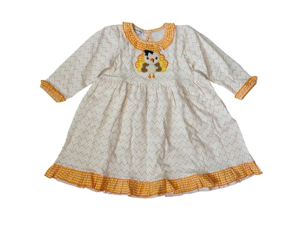 NWT Magnolia Baby Size 4 Little Gobbler Turkey Applique Dress